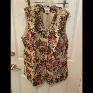Talbots linen floral vest naturals and pinks 12